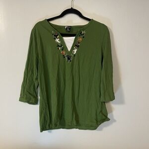 Holiday Editions Women's Halloween Embellishment Shirt Size XL Black Cat